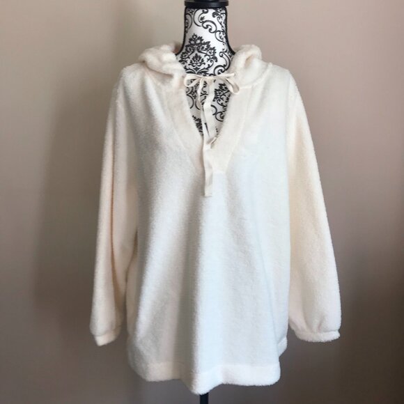 Ann Taylor LOFT Plus Sherpa Hoodie - Size 16/18 Plus - Whisper White - Picture 4 of 11